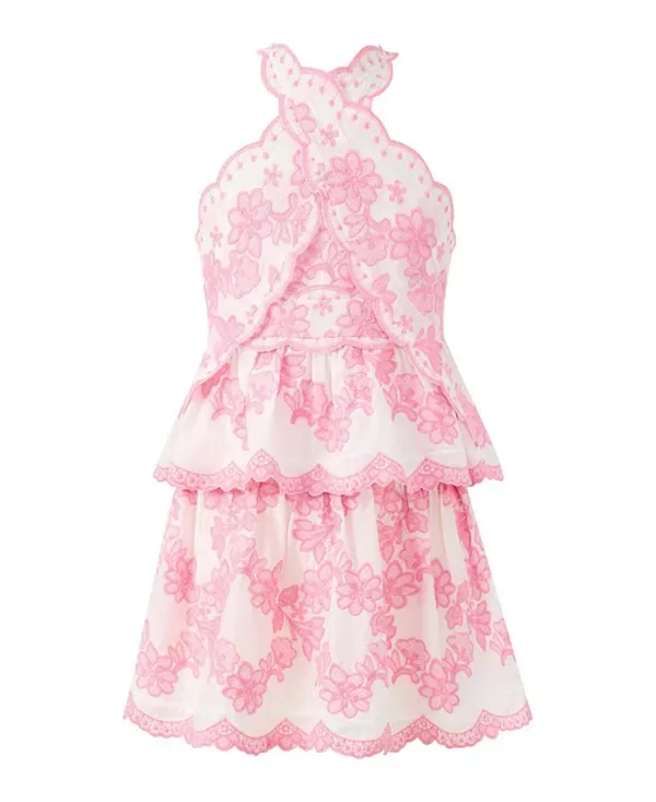 Детское платье для девочек с принтом Jade Embroidered Marlo Kids, Bubblegum Pink