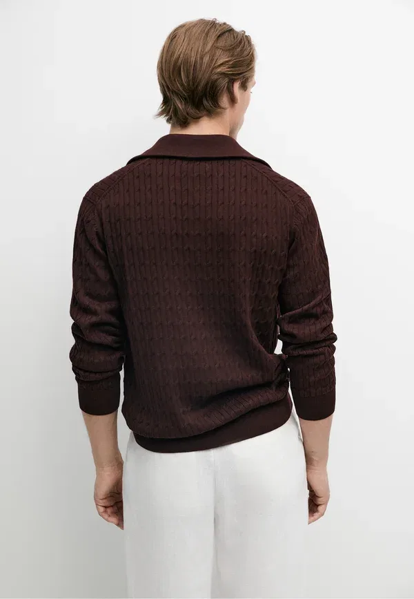 Свитер с воротником-молнией Polo Massimo Dutti, бордовый — фото 3