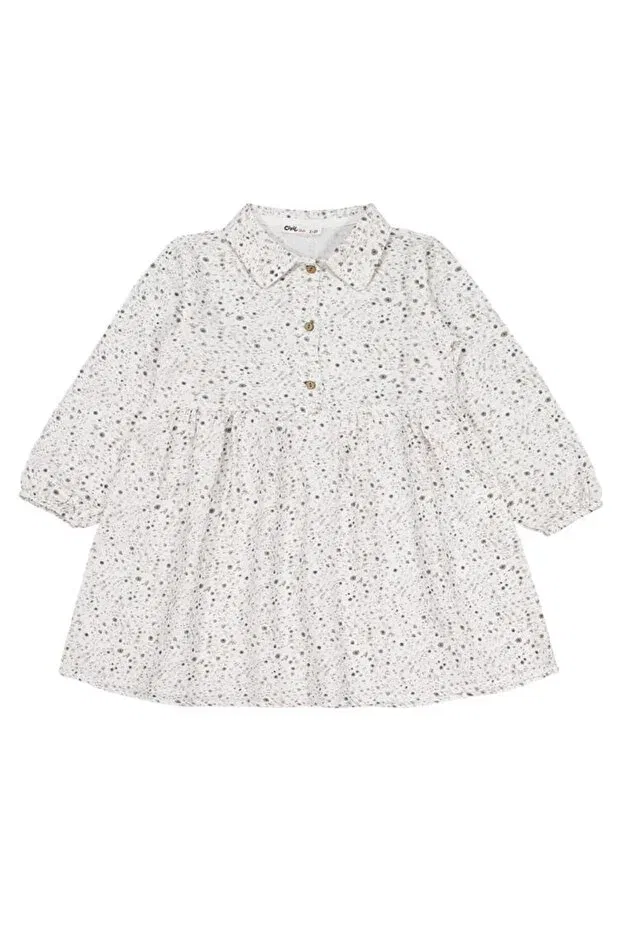 Детское платье для девочек с принтом Patterned Dress Civil Girls, Ecru — фото 2
