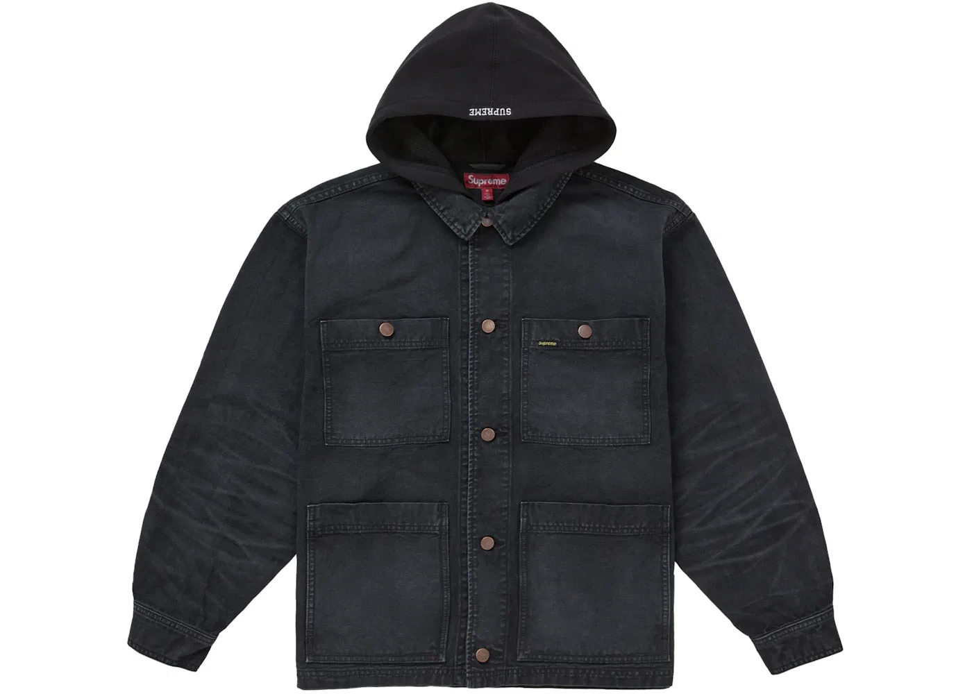 Мужская куртка-чулка с капюшоном Supreme Worn Hooded Chore Coat, Black