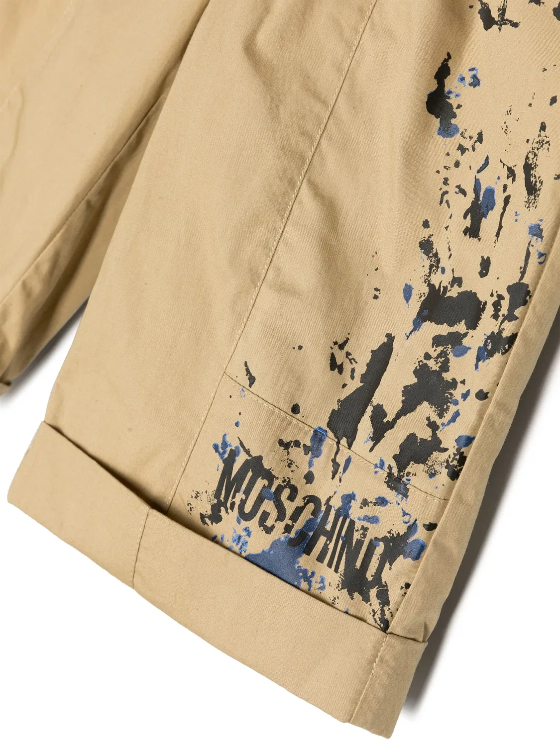 Шорты чино с красками Moschino, бежевый/синий — фото 2