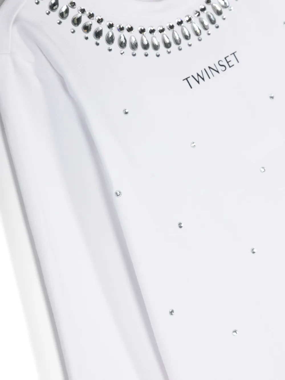 Футболка из джерси со стразами TWINSET Kids, белый — фото 3