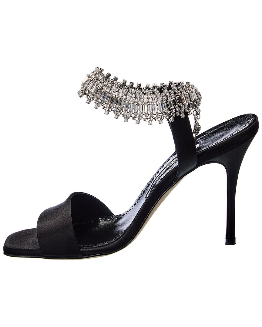 Атласные сандалии Manolo Blahnik Parinasan 115, черный — фото 3