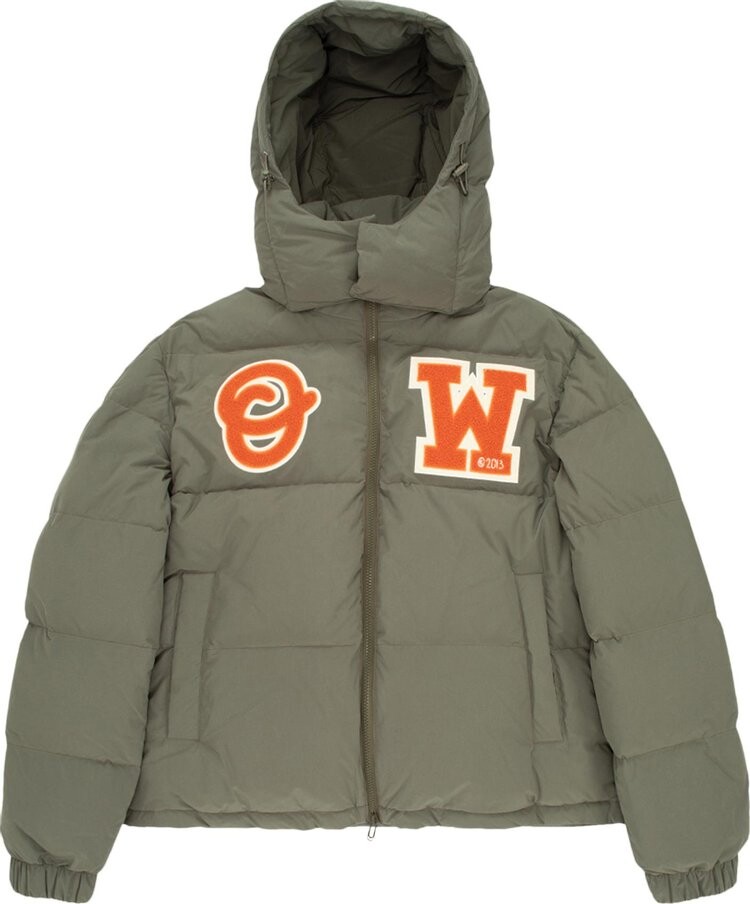 

Пуховик Off-White OW Patch Puffer 'Army Green/Orange', зеленый