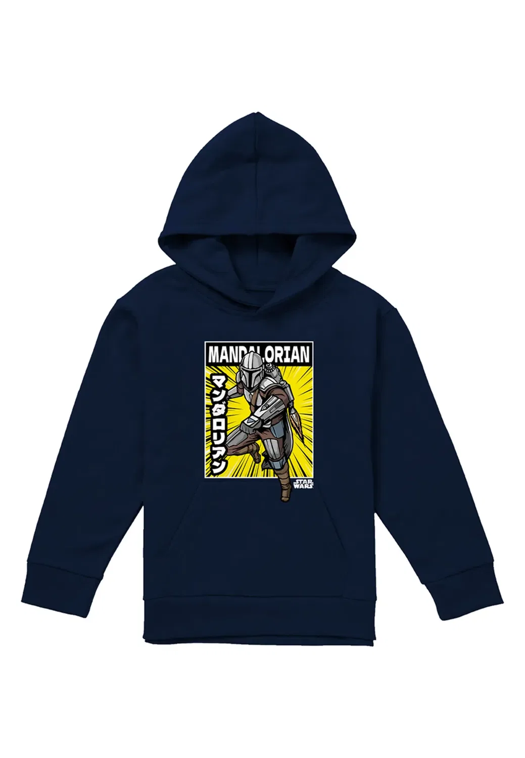 Детский худи с принтом Comic Book Pose Star Wars - The Mandalorian, Navy — фото 4