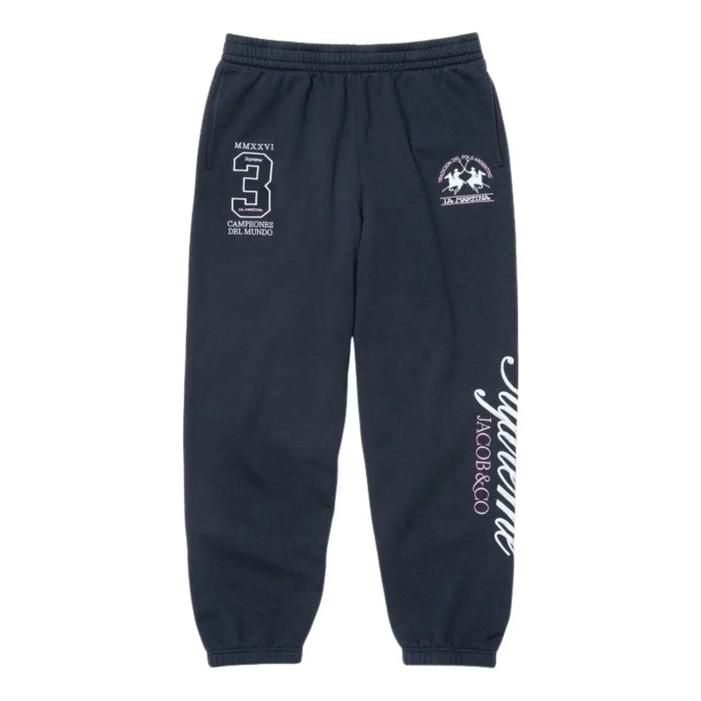 Мужские штаны с принтом Supreme x La Martina SS26, темно-синий