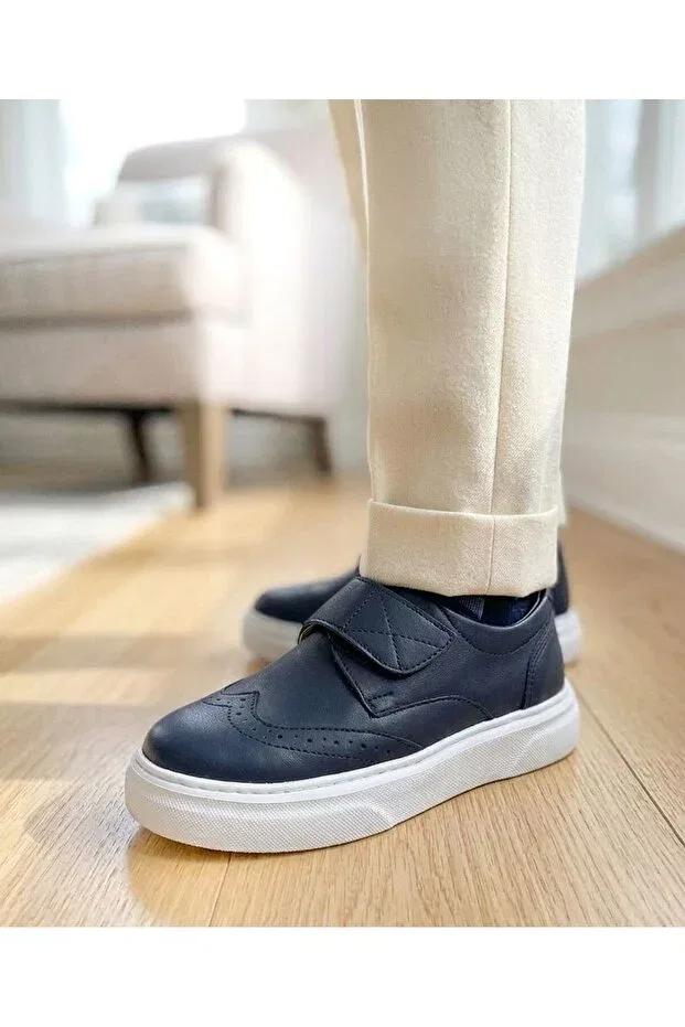Детские кеды для мальчиков с липучкой Surpie Shoes, Navy Blue