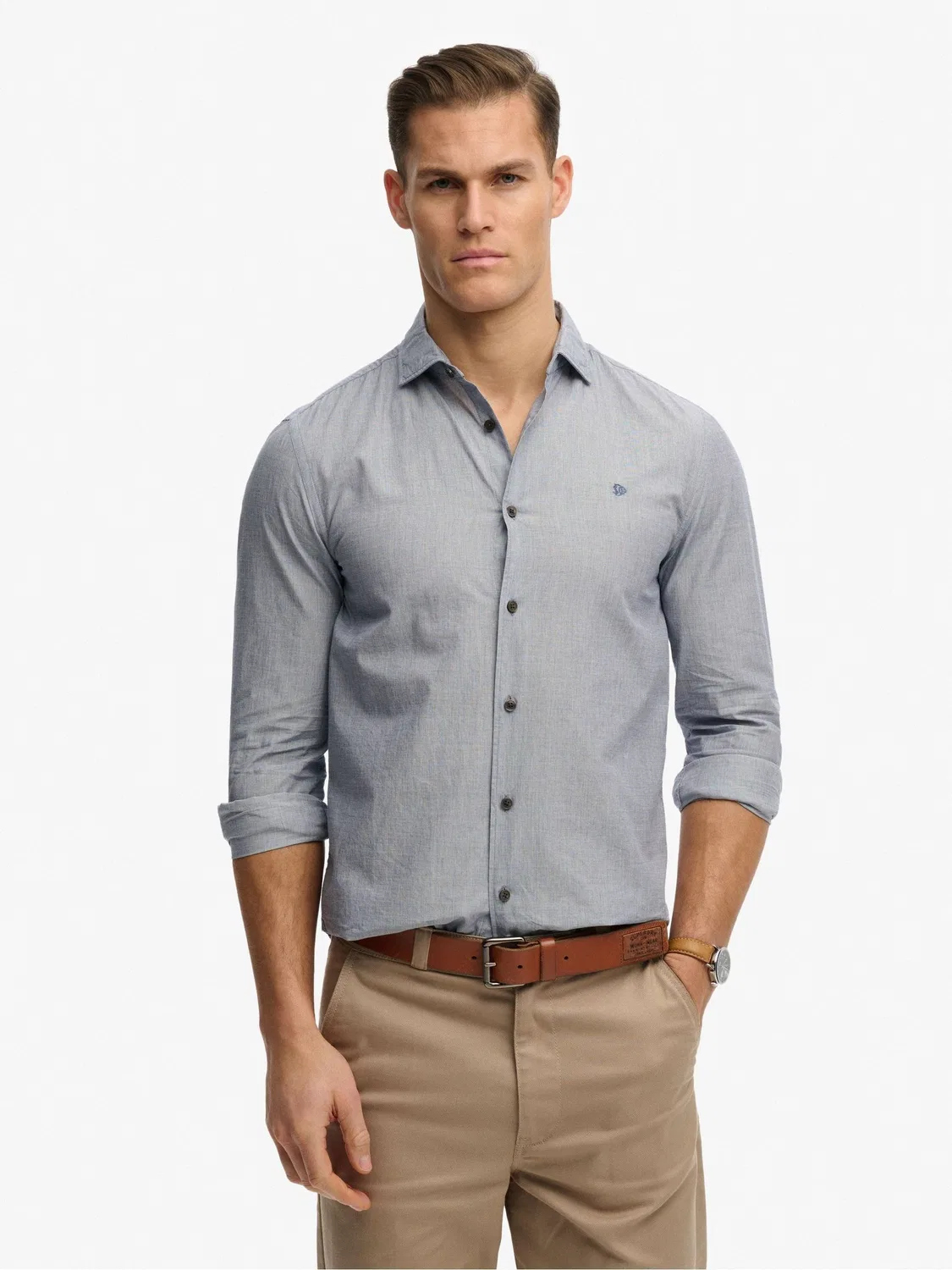 Рубашка Cut Away Poplin Long Sleeve Superdry, серый — фото 2