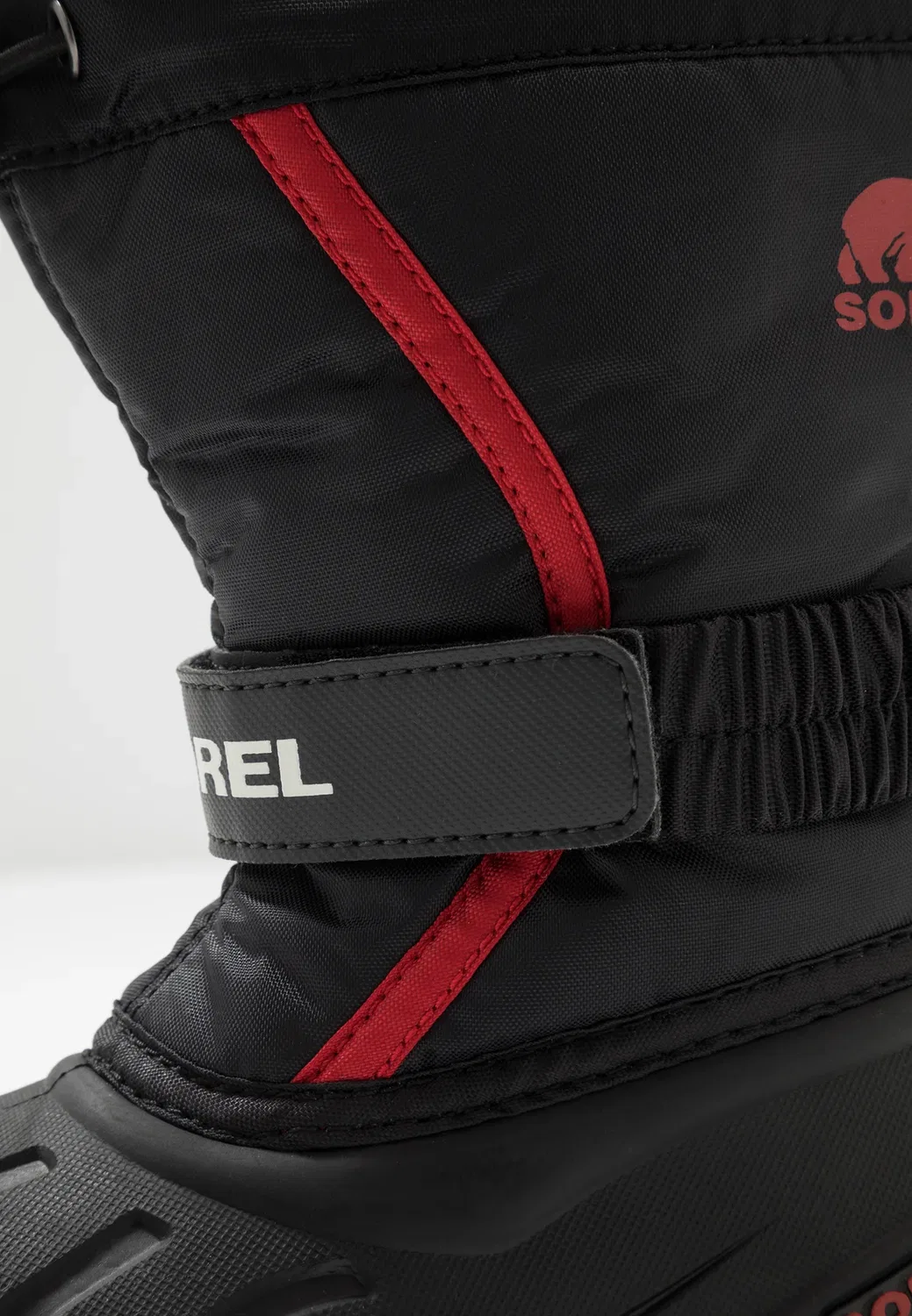 Детские зимние ботинки унисекс с эффектом снежной бури Sorel, Black/Bright Red — фото 3