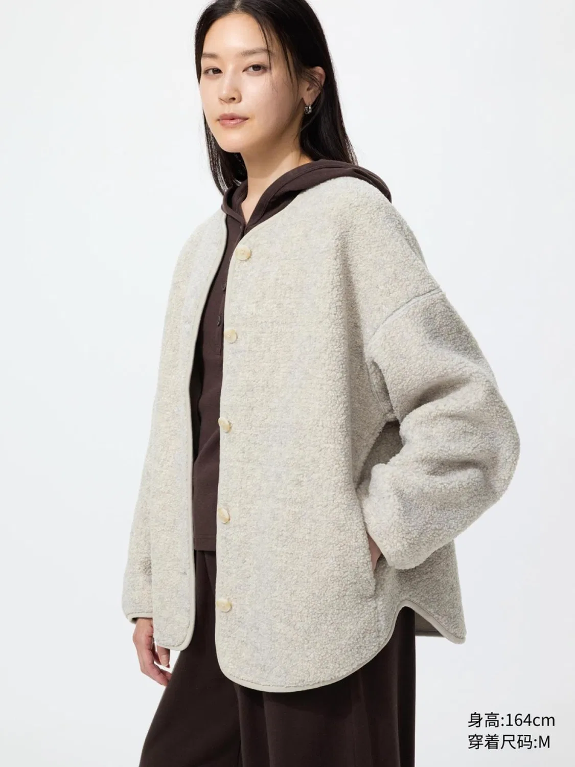 Кардиган на молнии с длинным рукавом Uniqlo, светло-серый