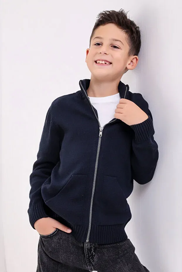 Детский кардиган для мальчиков с длинным рукавом Matte, Navy Blue — фото 4