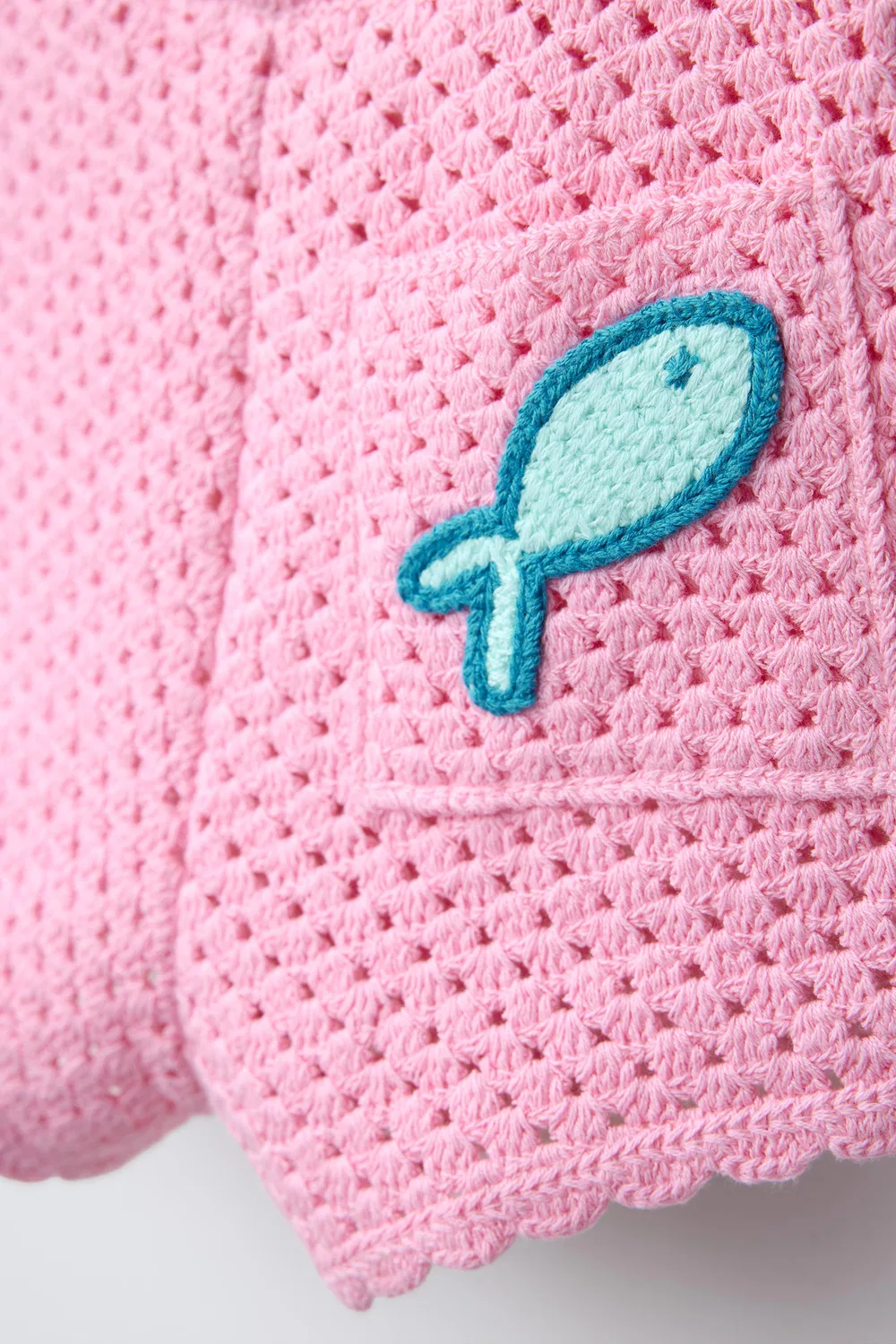 Вязаные крючком шорты-бермуды с рисунком рыбы ZARA, Pink — фото 4