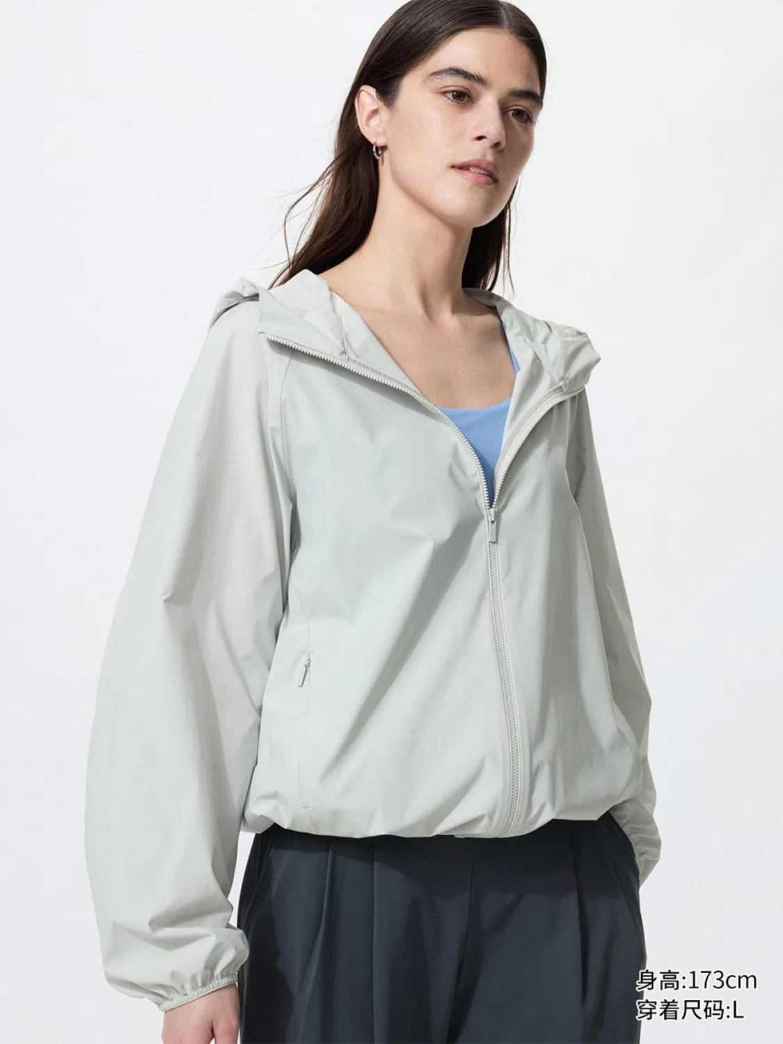Куртка с капюшоном защита от ультрафиолета Uniqlo, серая