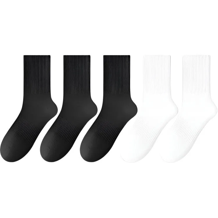 Детские носки-гольфы набор 5 пар 3 Черных + 2 Белых MINISO, Black And White