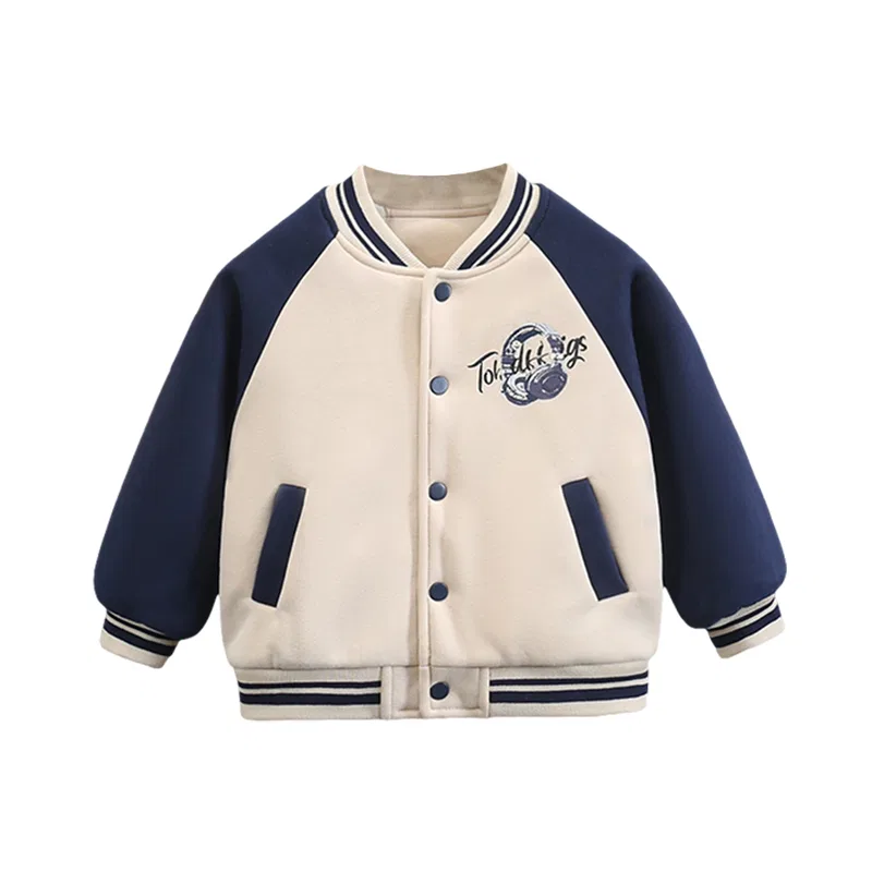Детская бейсбольная куртка на флисе с принтом Lanza, Navy Blue