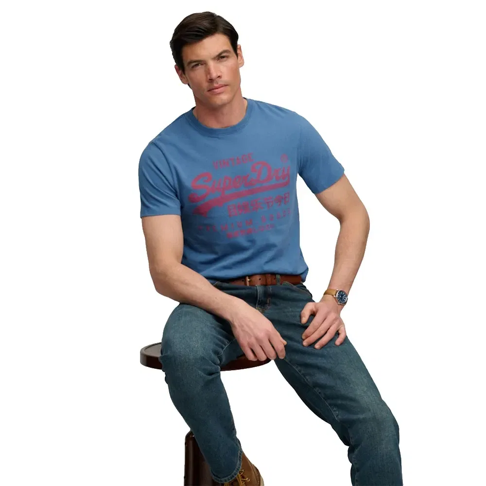 Мужская футболка с принтом Vintage Logo Classic Superdry, Blue — фото 4