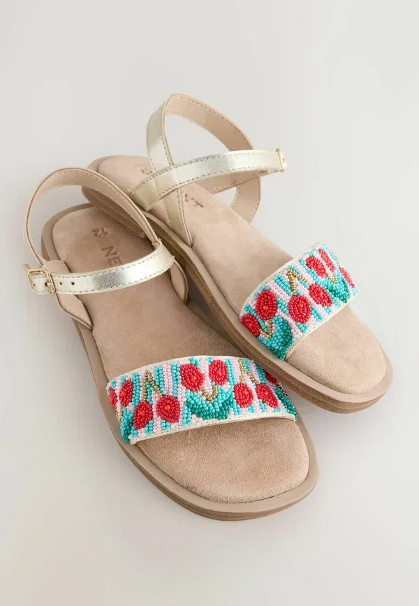Сандалии с пайетками Regular fit beaded sandals Next, Multi Cherry — фото 3