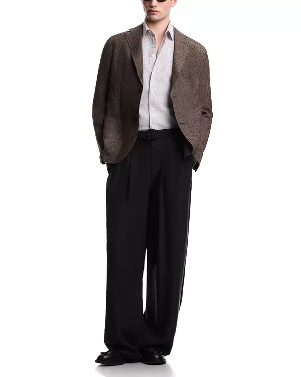 Мужская рубашка с классическим воротником Emporio Armani, Brown Stripes — фото 2