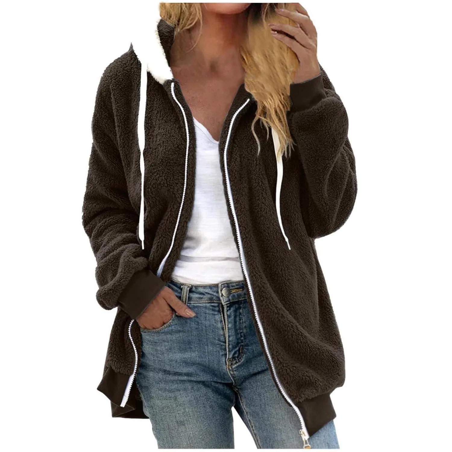 Женская куртка из флиса с принтом Teddy Fleece, 01 Marrone