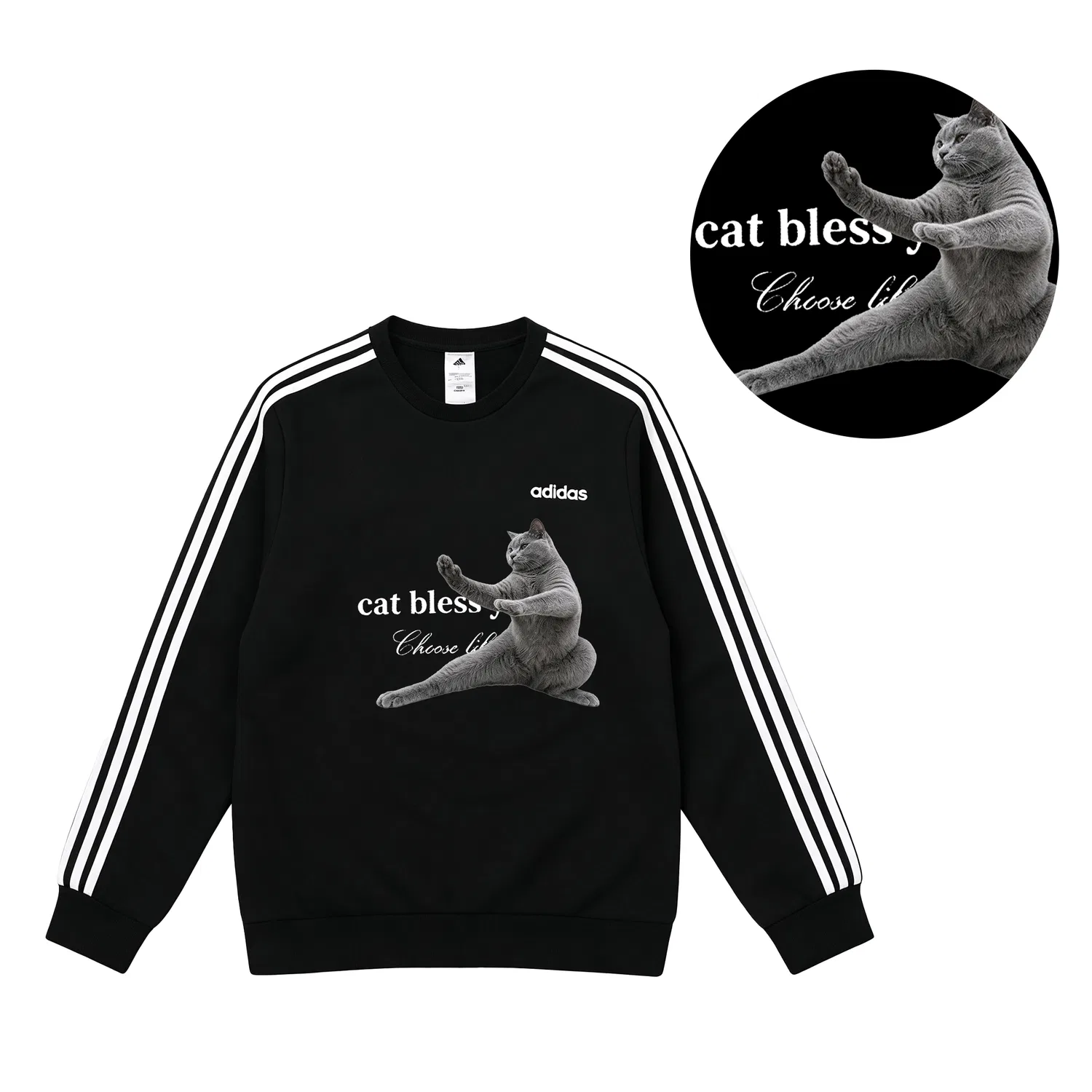 Детский свитшот с круглым вырезом, свободного кроя Black Adidas — фото 4