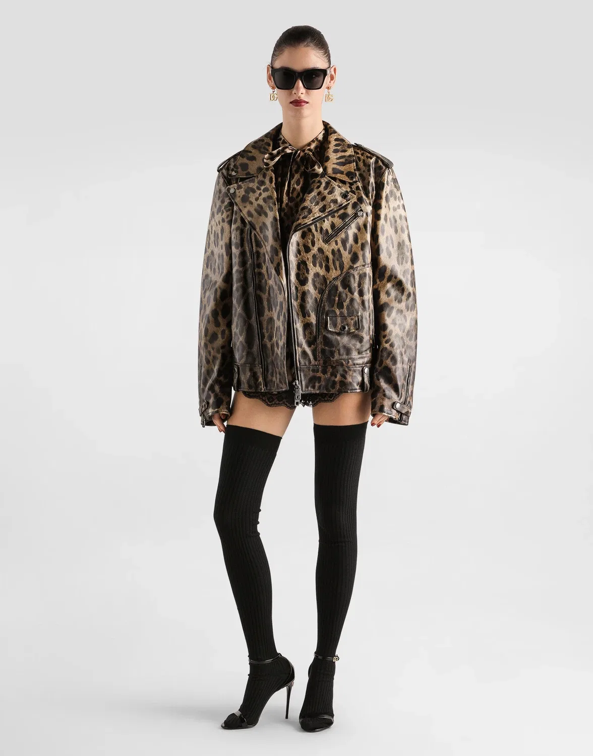 DOLCE & GABBANA Георгетовая рубашка с леопардовым принтом — фото 4