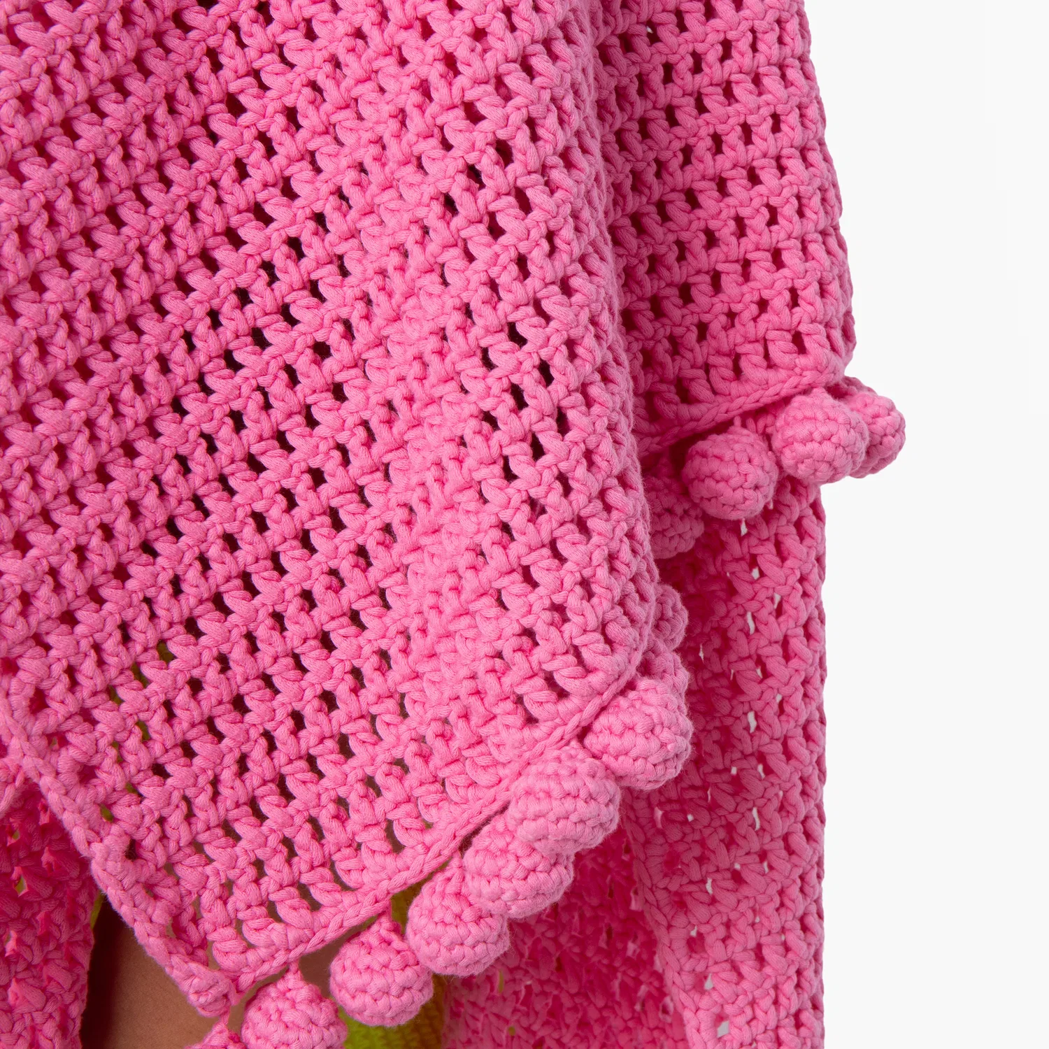 Пончо-накидка для пляжа с помпонами Crochet Technical Cotton Cape Burberry, Bubblegum Pink — фото 2