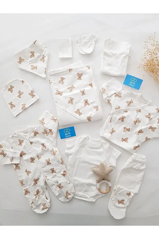 Детский комплект одежды для новорожденных с принтом Teddy Bear Artıbebe, Beige
