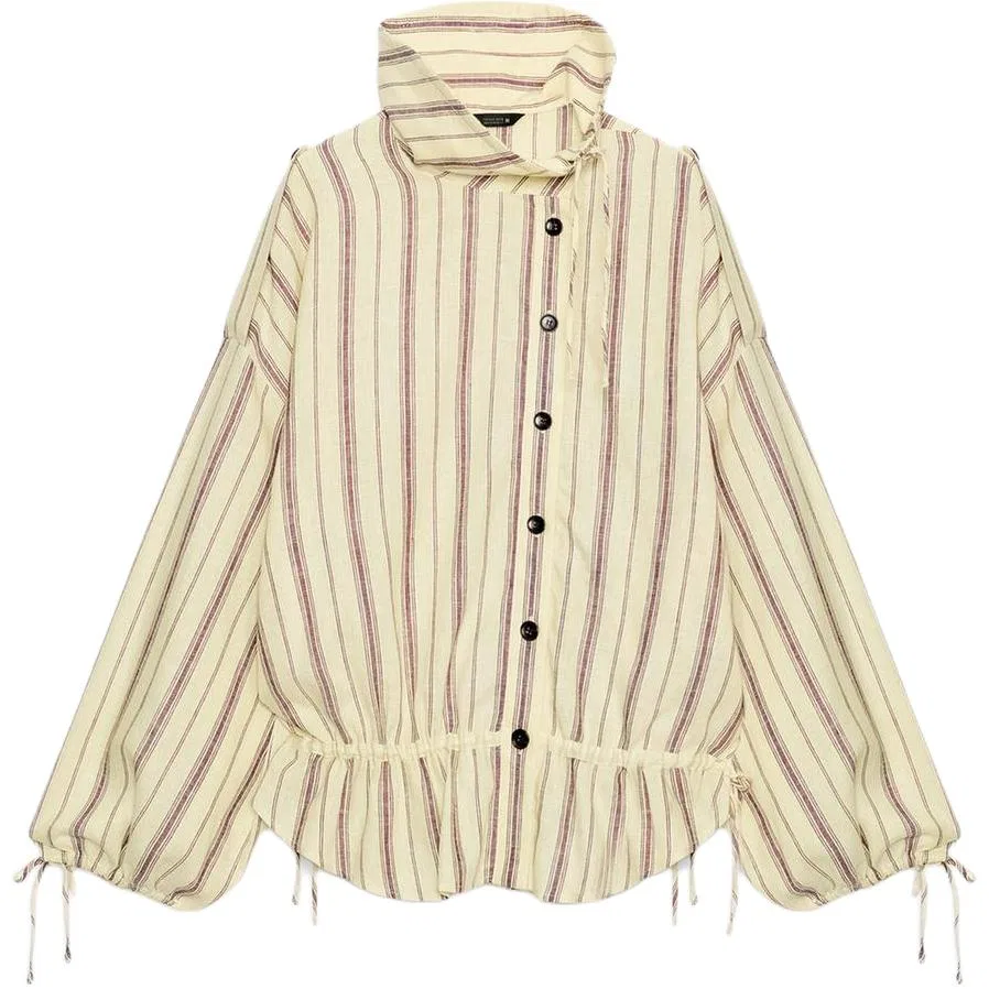 Женская рубашка с воротником-стойкой Yellow ZARA, Желтый