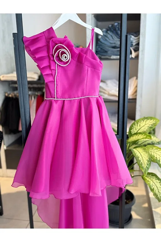 Детское платье для девочек с принтом Mürdüm girl's tailcoat evening dress Erkut Kids, Pink — фото 2