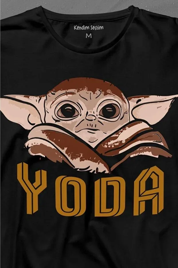 Детская футболка с длинным рукавом с принтом Baby on board yoda star wars brown baby mandalorian Kendim Seçtim, Black — фото 2