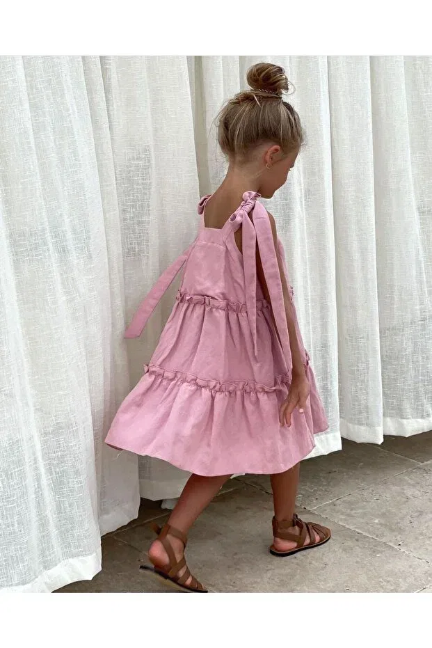 Детское платье для девочек хлопковое Pink Hippo Kids, Powder — фото 3