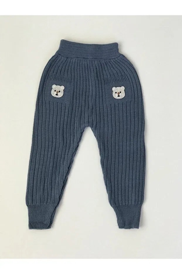 Детские леггинсы для девочек с принтом Corduroy bear baby knitwear leggings Meriç Bebe, Indigo — фото 3