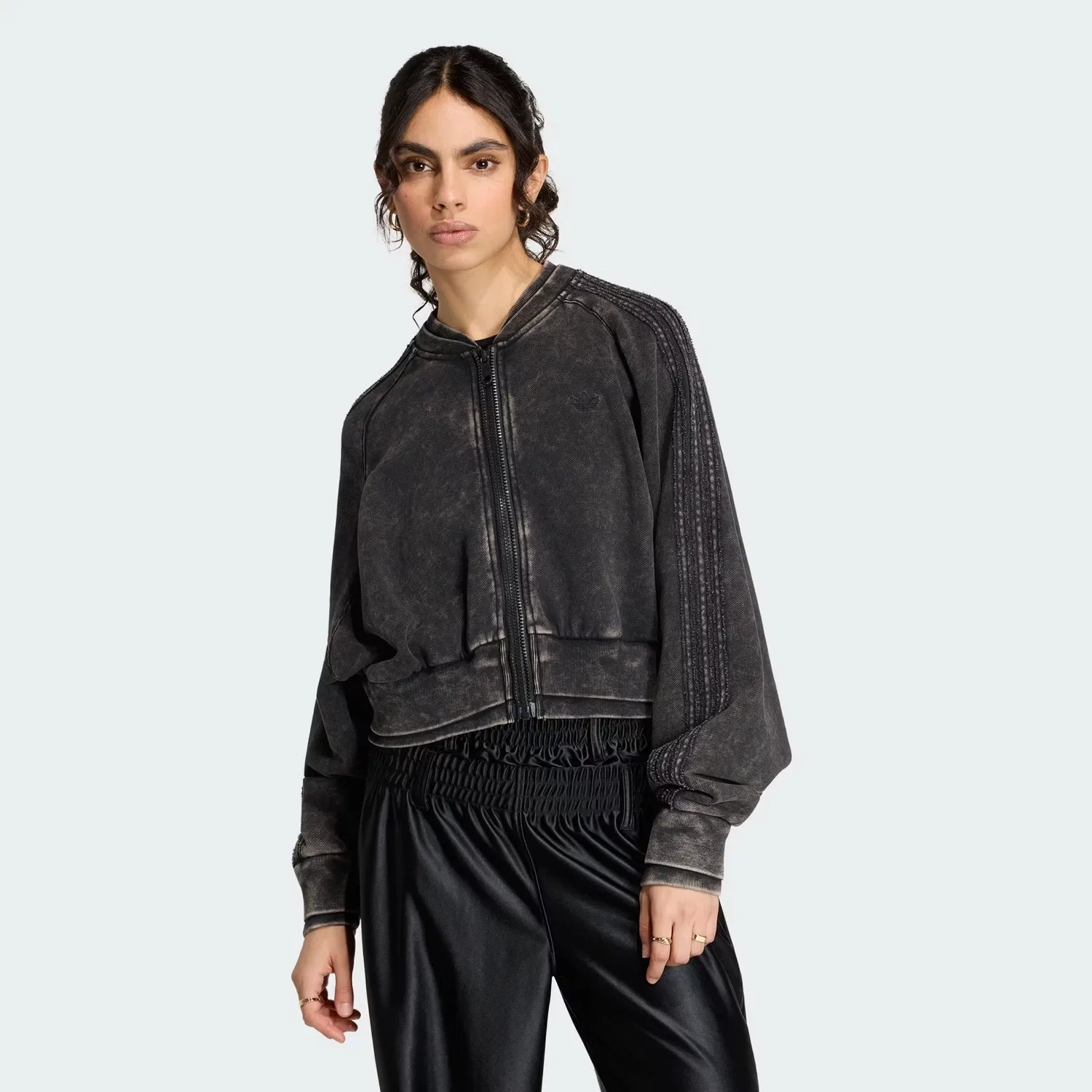 Женская укороченная спортивная куртка оверсайз SST Double Layered Cropped Track Top Adidas Originals, черный