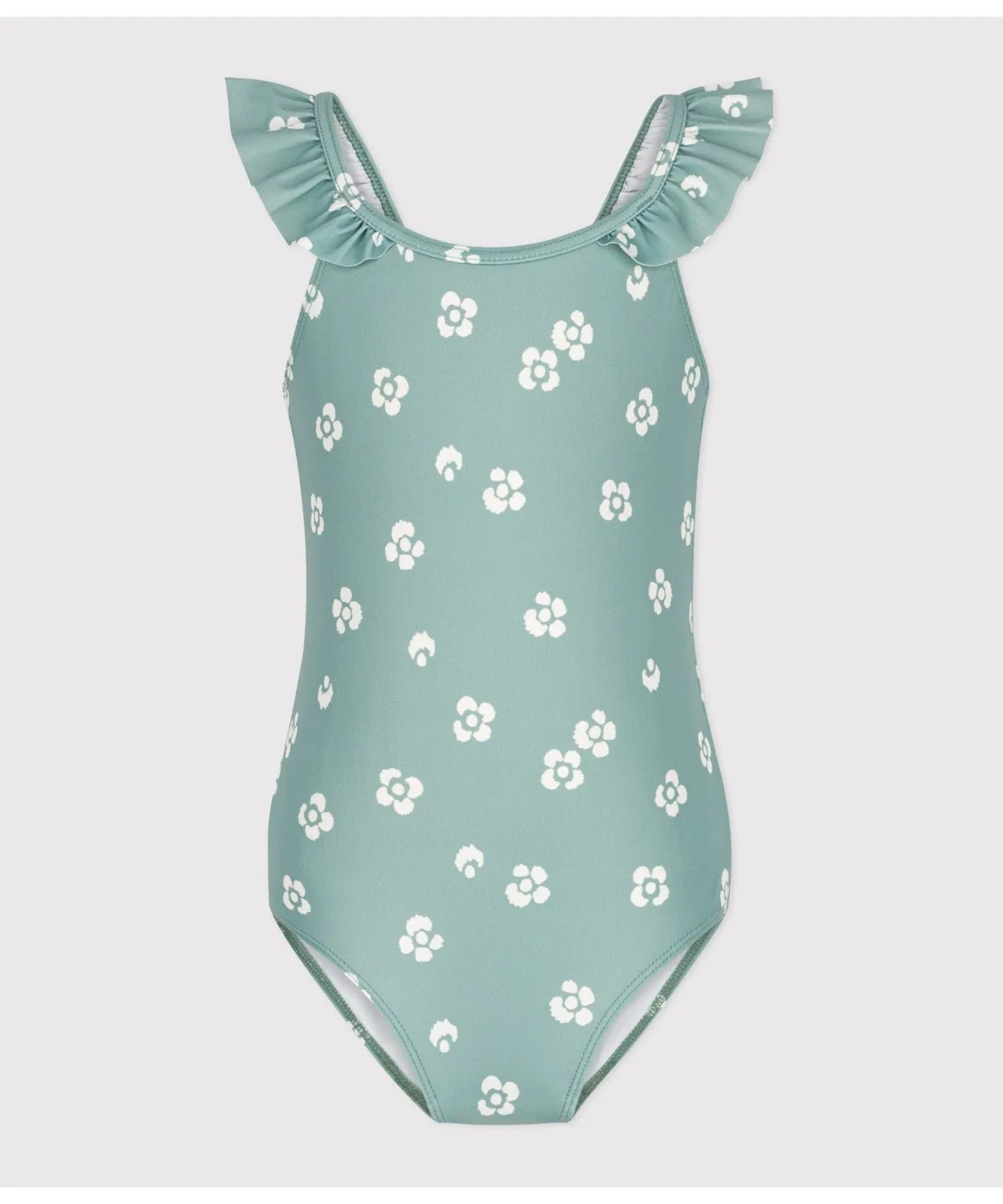 Детский купальник-платье с цветочным принтом PETIT BATEAU, White/Green