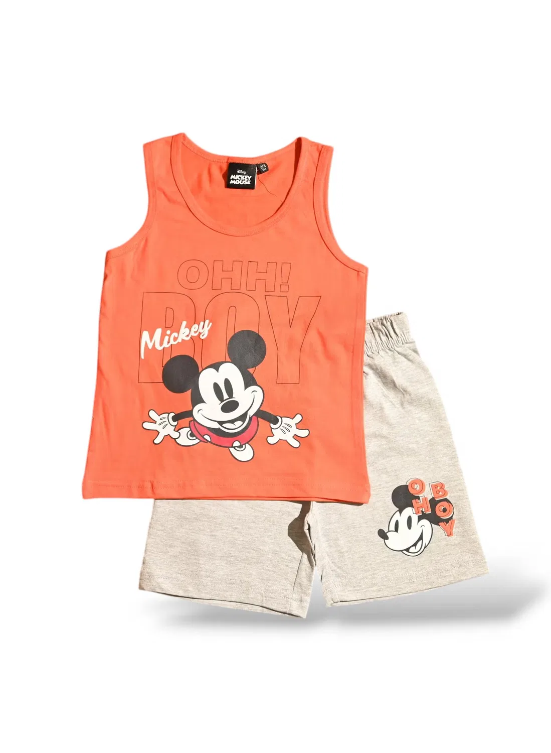 Комплект шорт без рукавов с принтом Mickey Mouse, коралловый