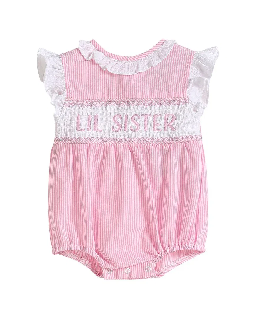 Комбинезончик Lil Cactus Striped Lil Sister Smocked Romper, розовый