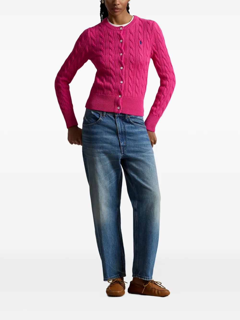 Кардиган фактурной вязки Polo Ralph Lauren, розовый — фото 2