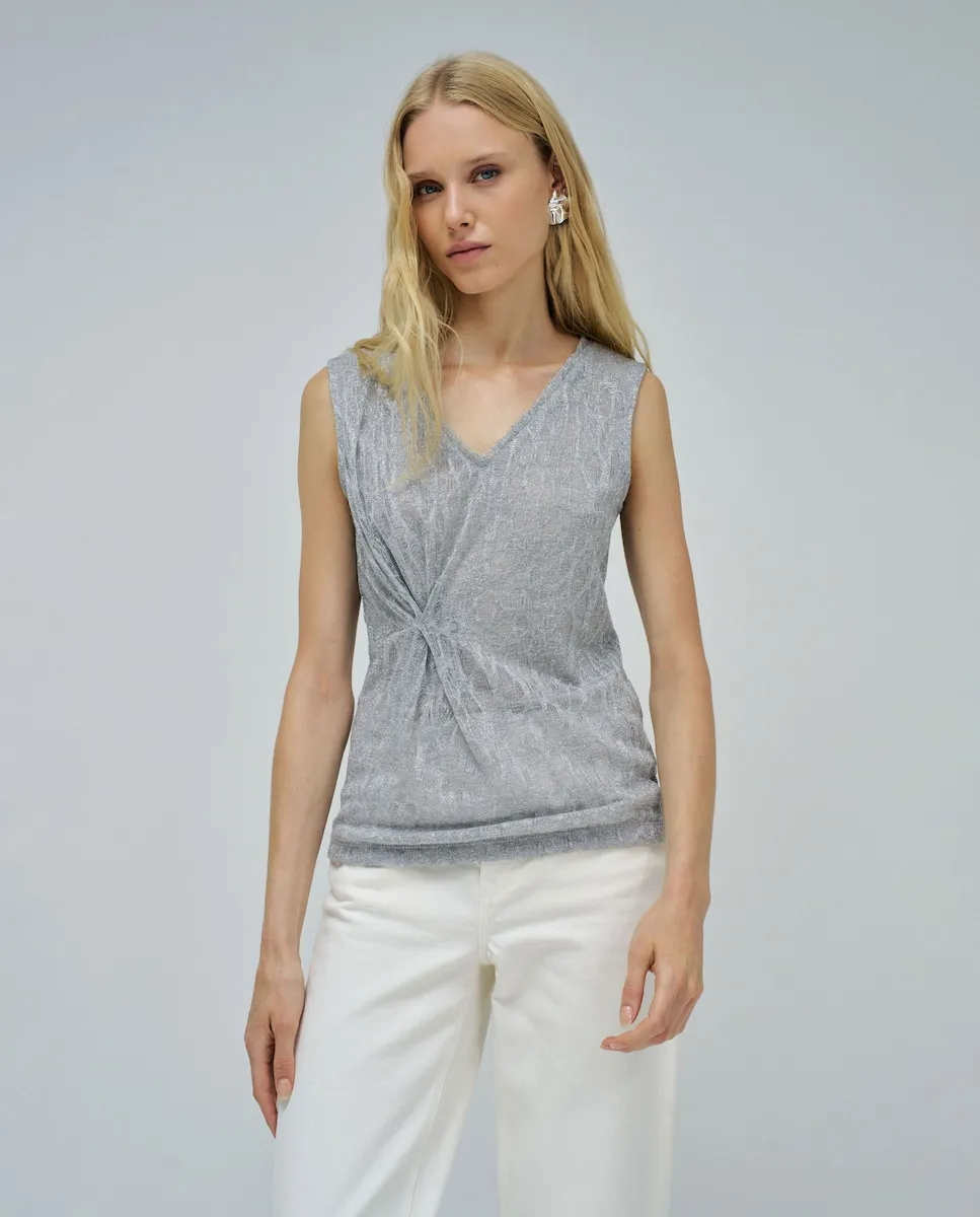 

Женский топ вязаный с блестками Salsa Jeans, серый