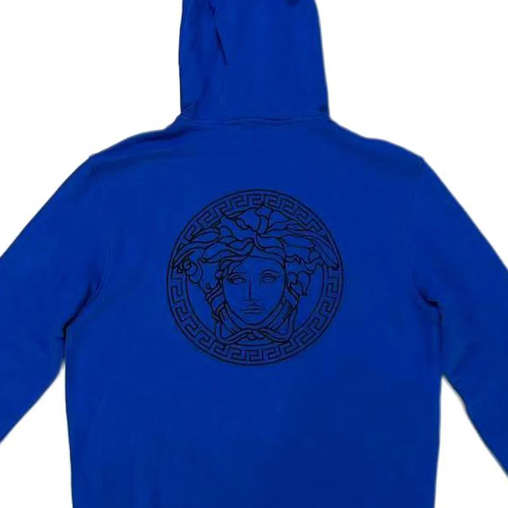 Толстовка мужская синяя с капюшоном Regular VERSACE, Blue — фото 4
