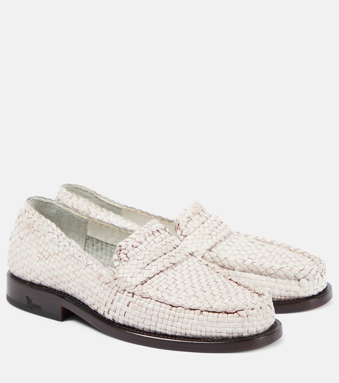 Плетеные кожаные лоферы Marni, лиловый