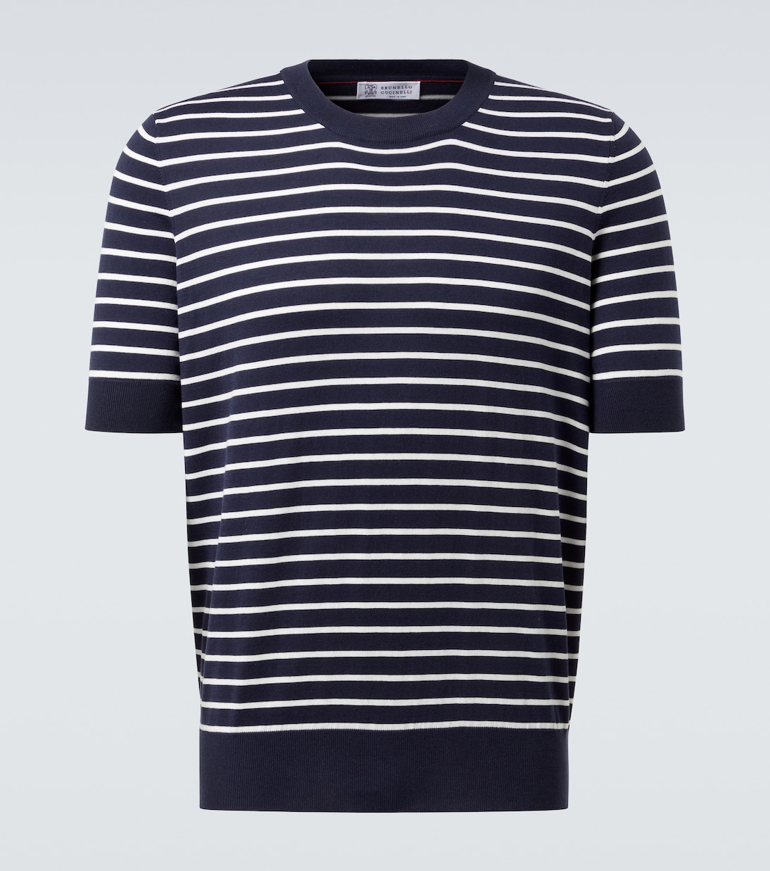 

Полосатая хлопковая футболка из джерси Brunello Cucinelli, Navy White