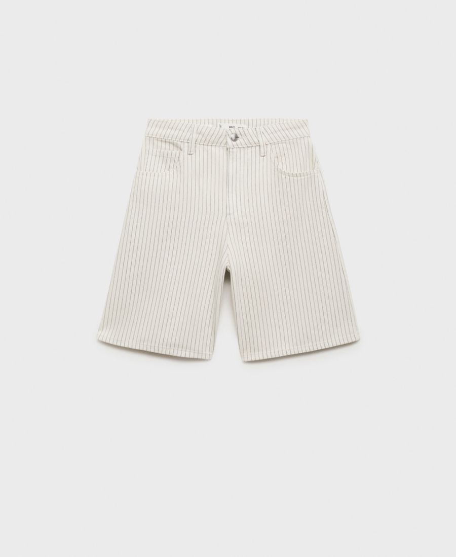 

Женские джинсовые шорты прямого кроя с высокой талией MANGO, Off White