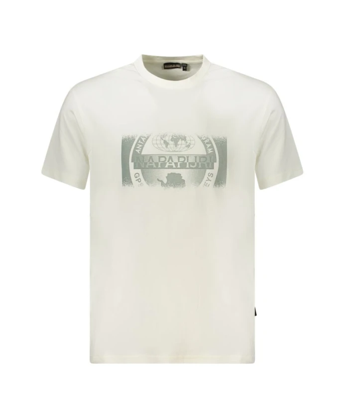 

Белая хлопковая мужская футболка Napapijri, бежевый, Белый, Белая хлопковая мужская футболка Napapijri, бежевый