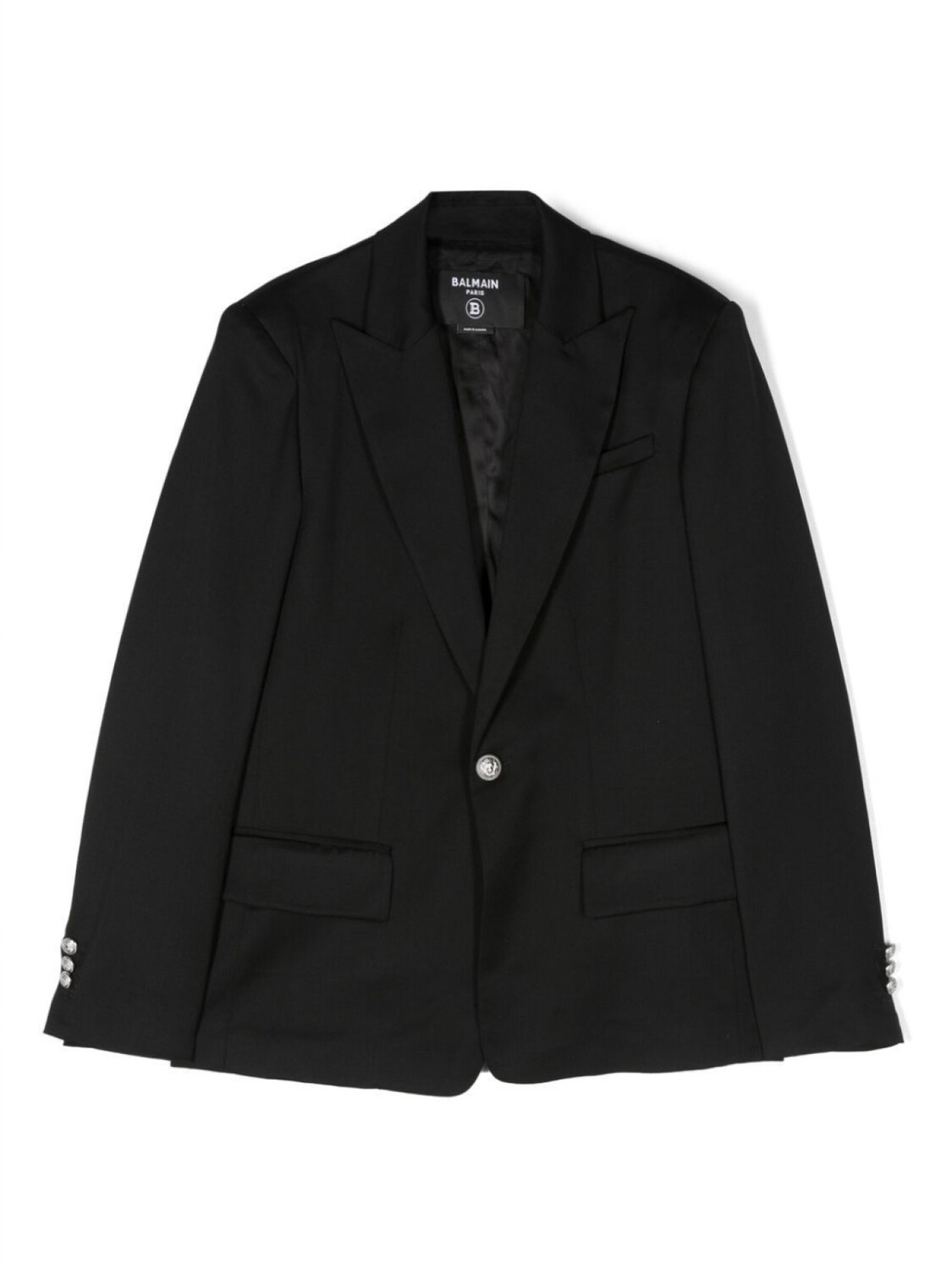 

Balmain Kids однобортный пиджак из вирджинской шерсти, черный