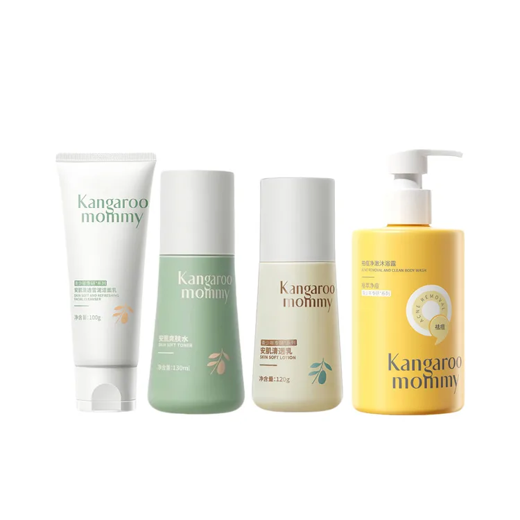 Набор для ухода за кожей подростков Kangaroo Mommy, Cleanser 150g+Toner 130ml+Lotion 120g+Acne-Fighting Shower Gel 380ml