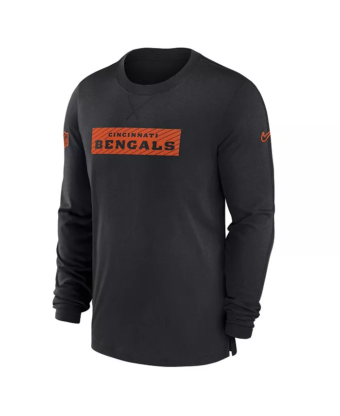 Мужская черная футболка с длинным рукавом Cincinnati Bengals Sideline Player Performance Nike — фото 3