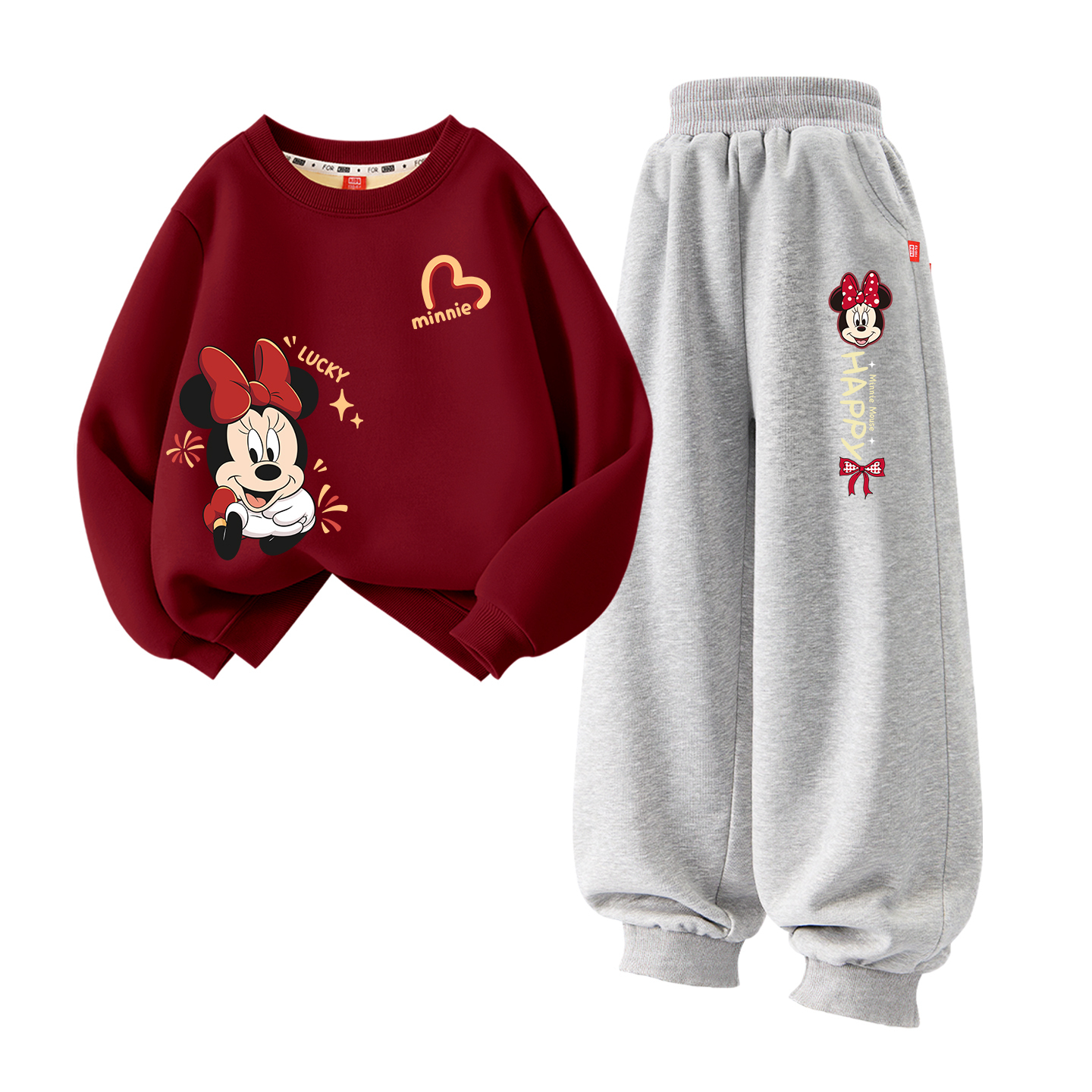 

Детская повседневная спортивная одежда Disney, [thickened and fleece-lined]dubai hearty k бордовый+dipy k серый