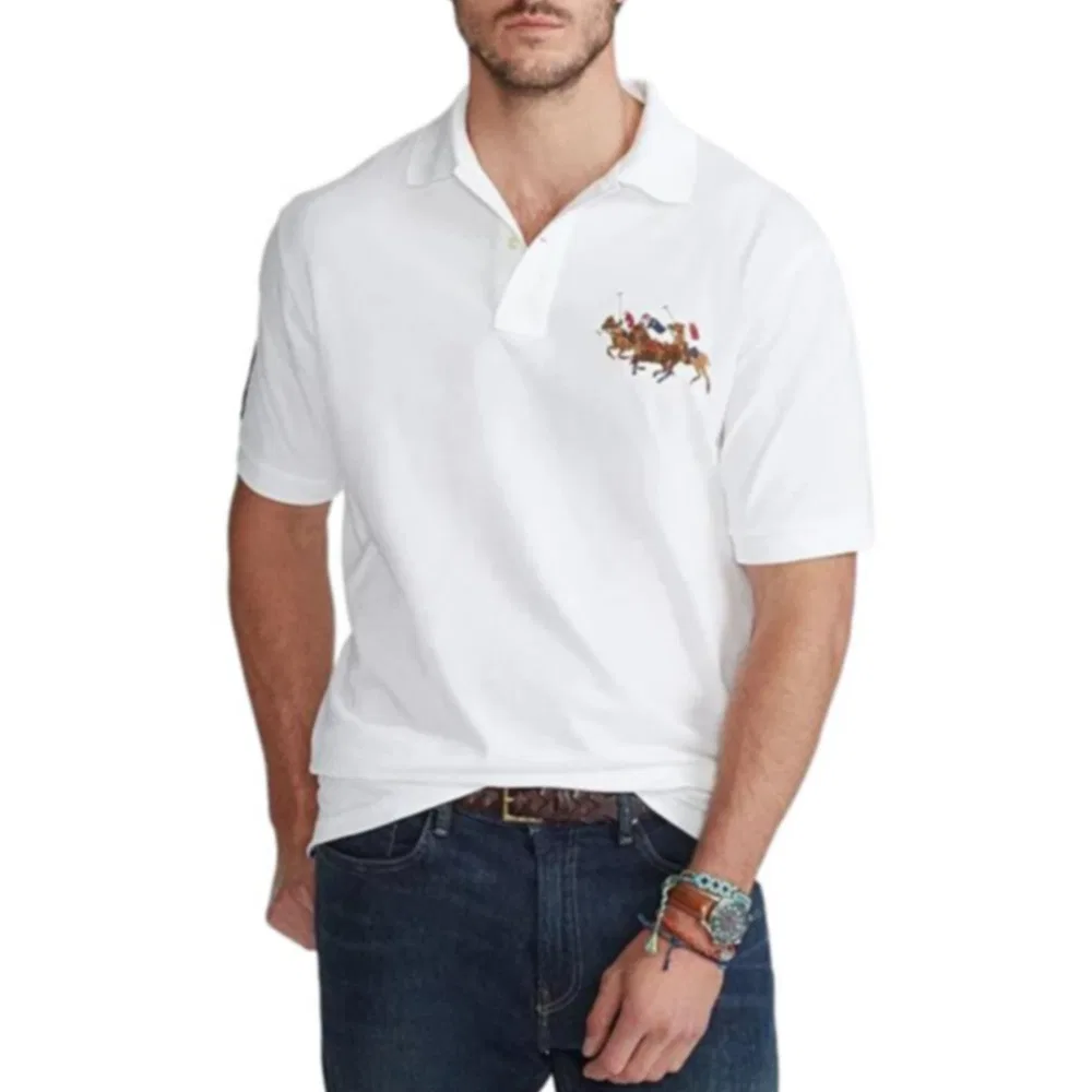 Поло мужское хлопковое белое Polo Ralph Lauren