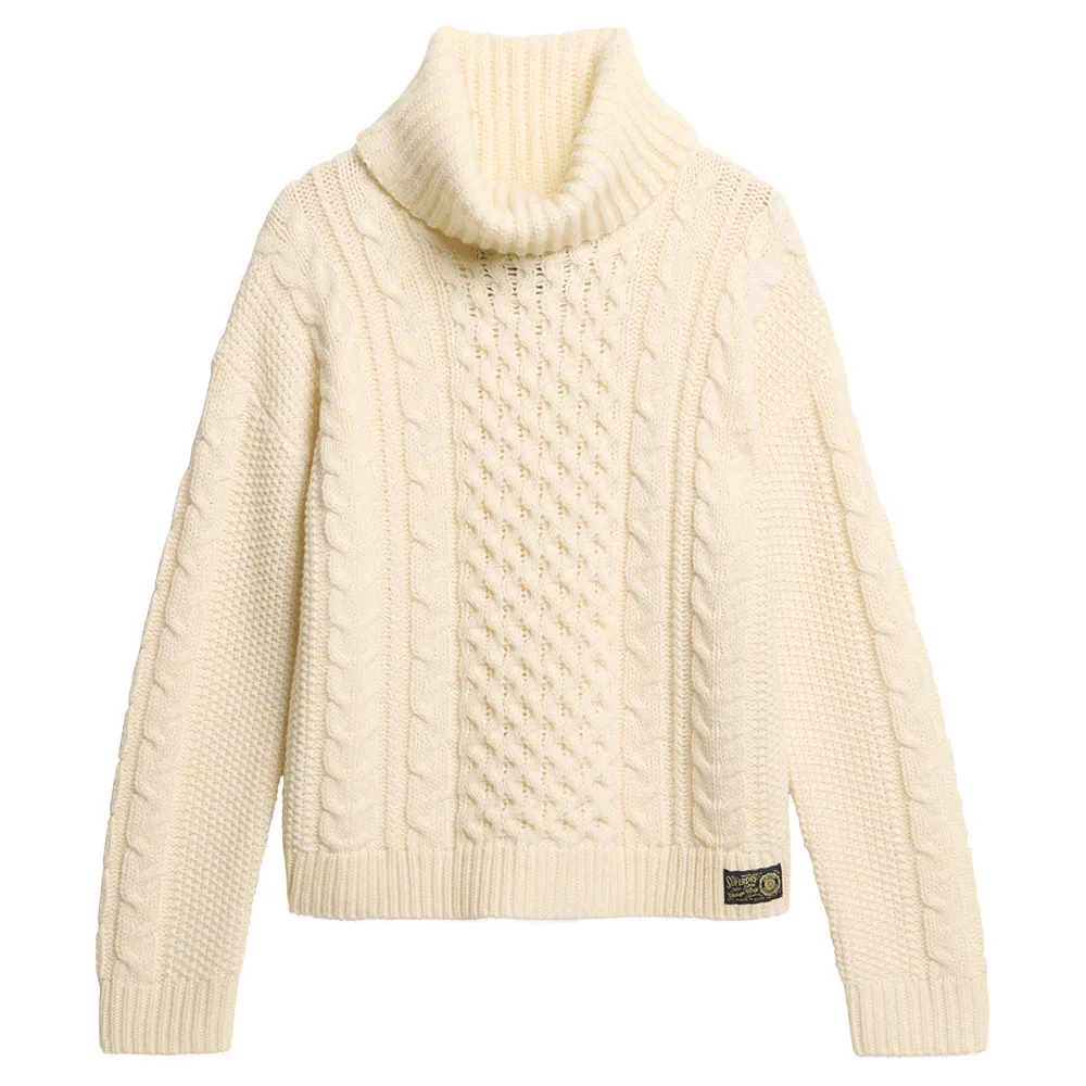 

Свитер Superdry Cable high neck, бежевый