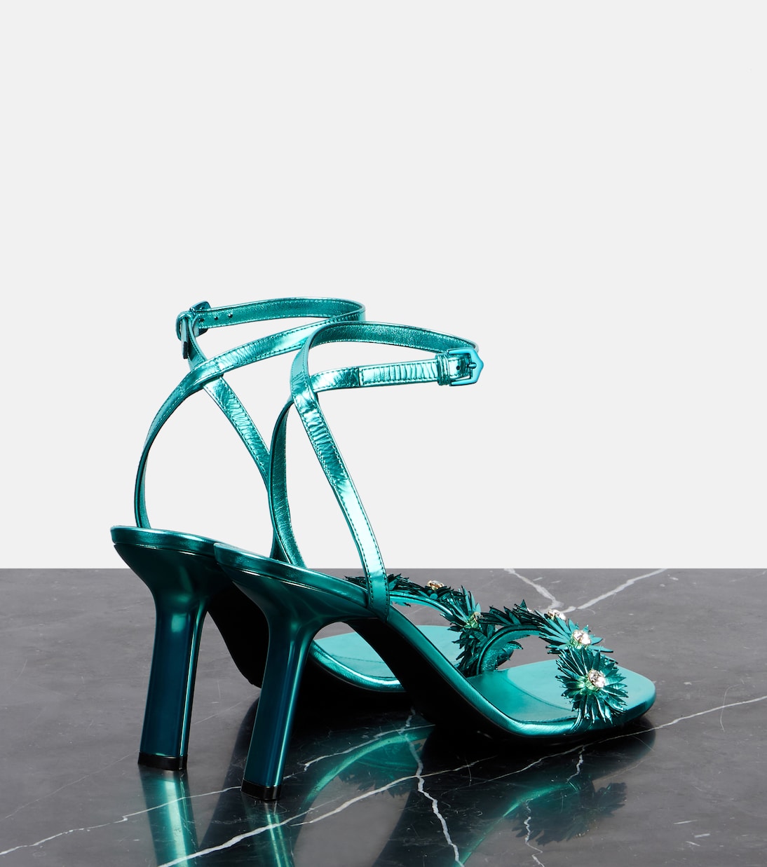 Сандалии из кожи Paula's Ibiza Petal Flower Loewe, Turquoise — фото 2